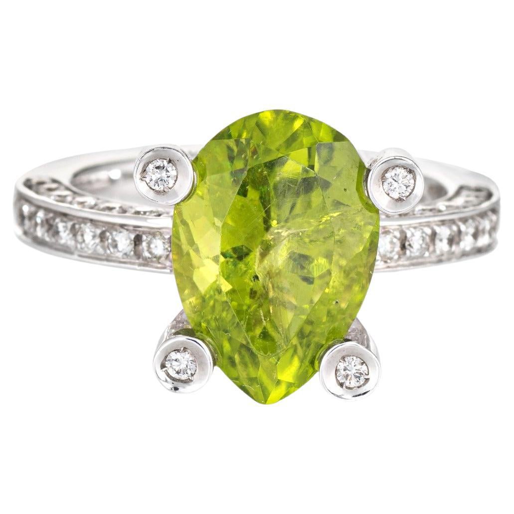 Antonini Peridot-Diamant-Ring 18k Weißgold feiner Designer-Schmuck-Cocktail im Angebot