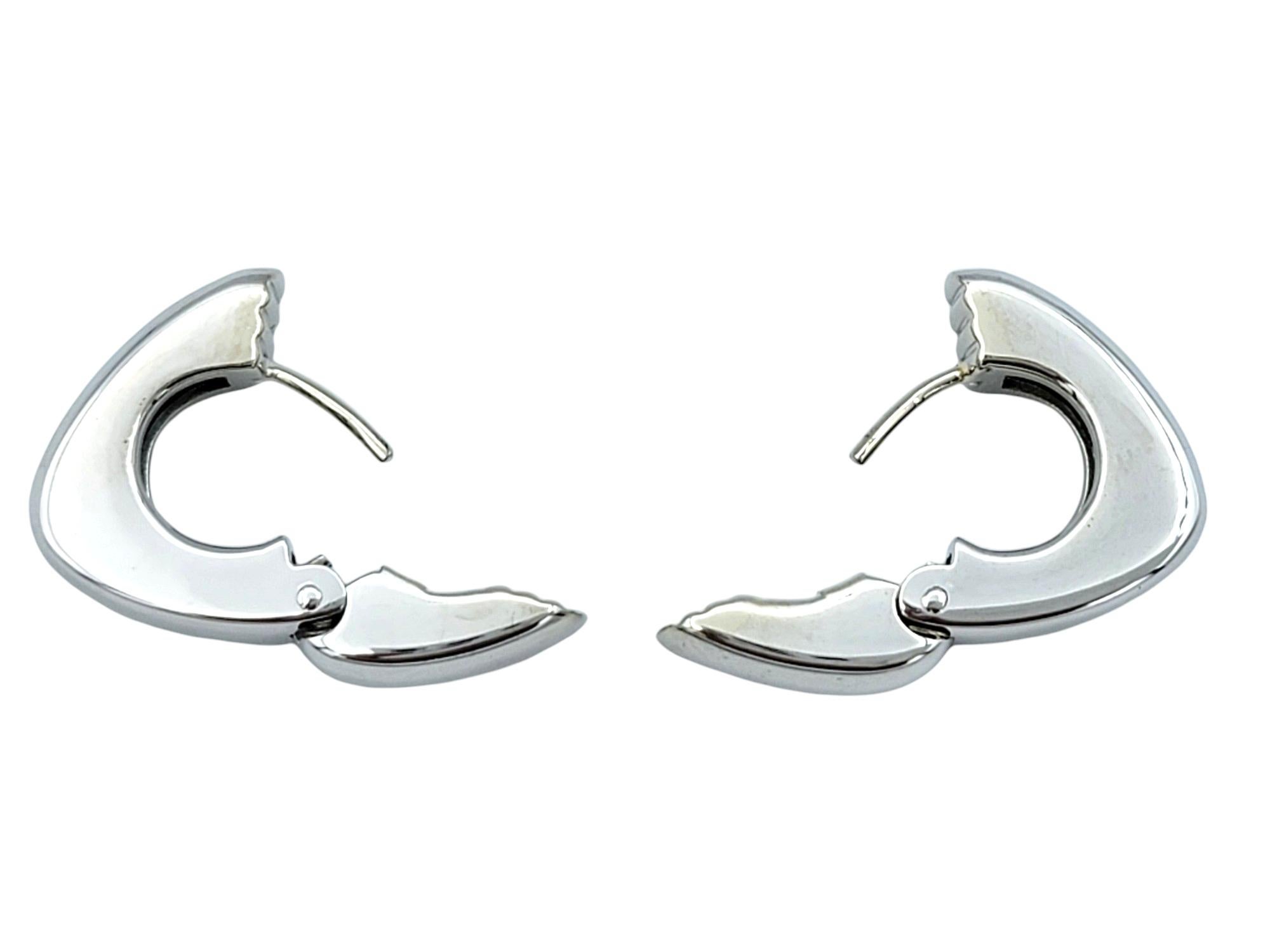 Women's Antonini Square Blue Topaz Huggie Hoop Style Earrings Set in 18 Karat White Gold For Sale
