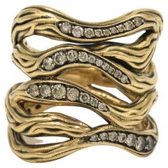 Antonini Vulcano Champagne Diamond Ring in 18K Yellow Gold and Black Rhodium