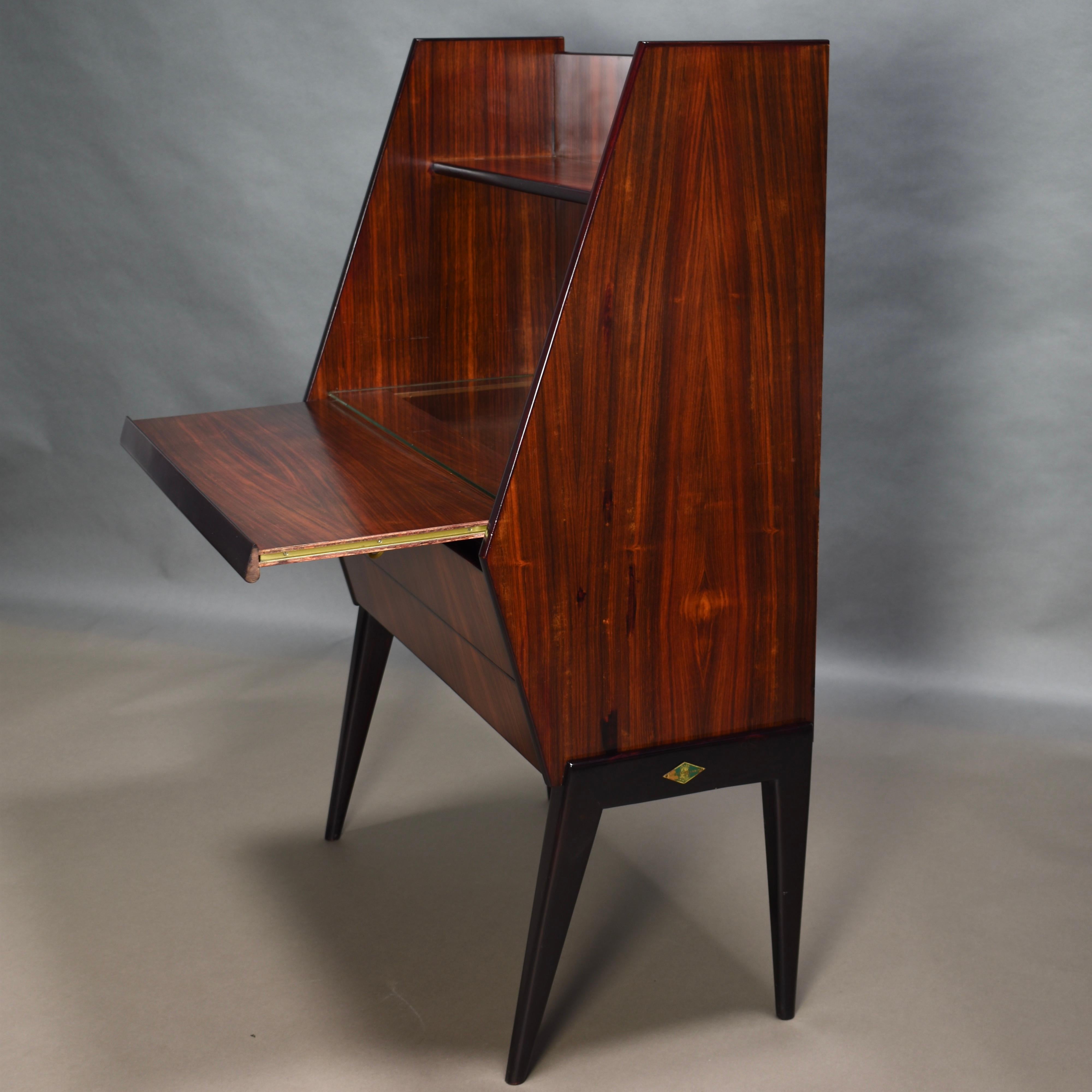 Mid-20th Century Antonino Gorgone Midcentury Secretaire / Desk Cabinet, Italy, circa 1950 For Sale