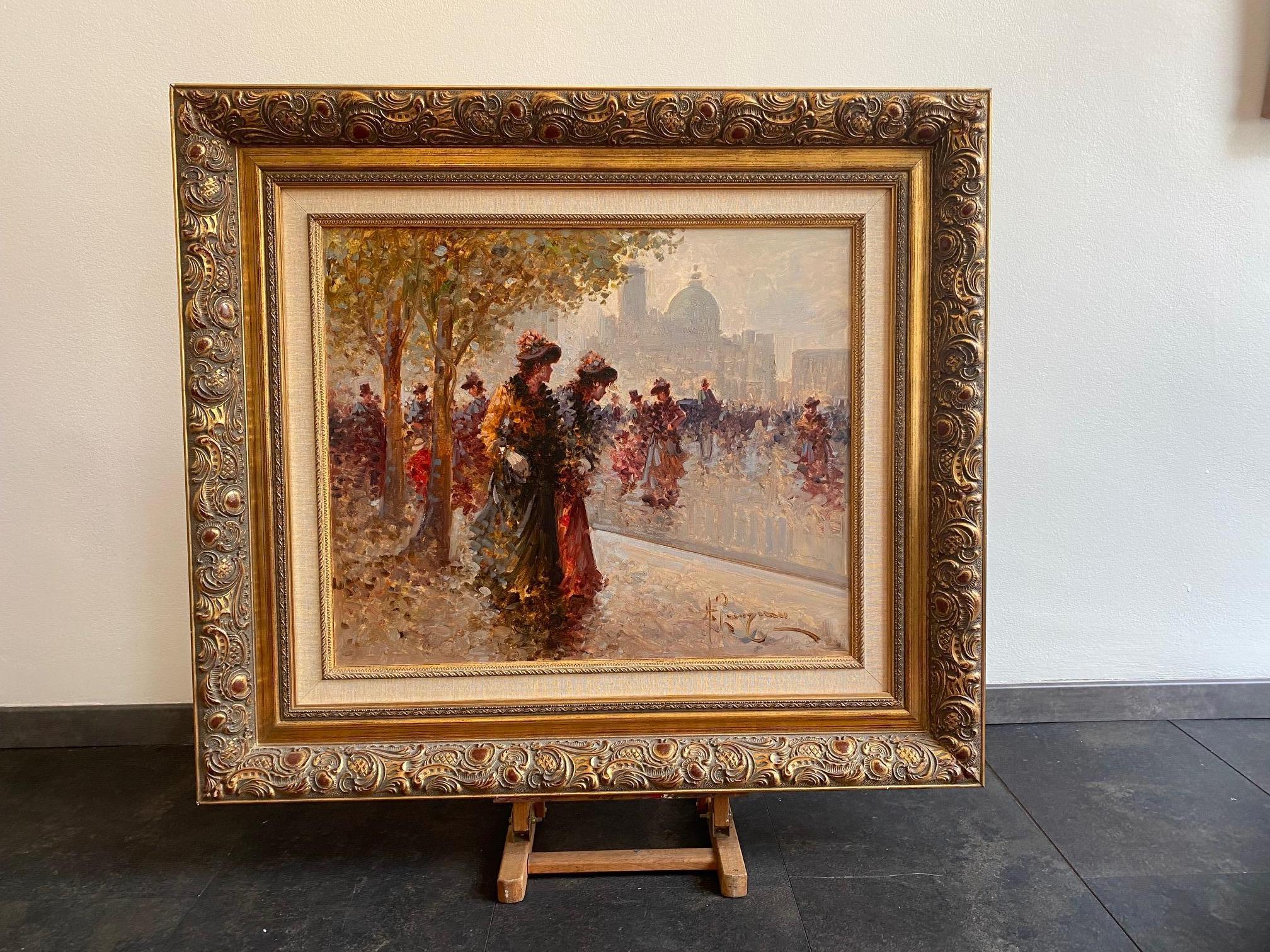 Scena impressionista di donne di Antonino Pecoraro - Olio su tela 50x60 cm 1