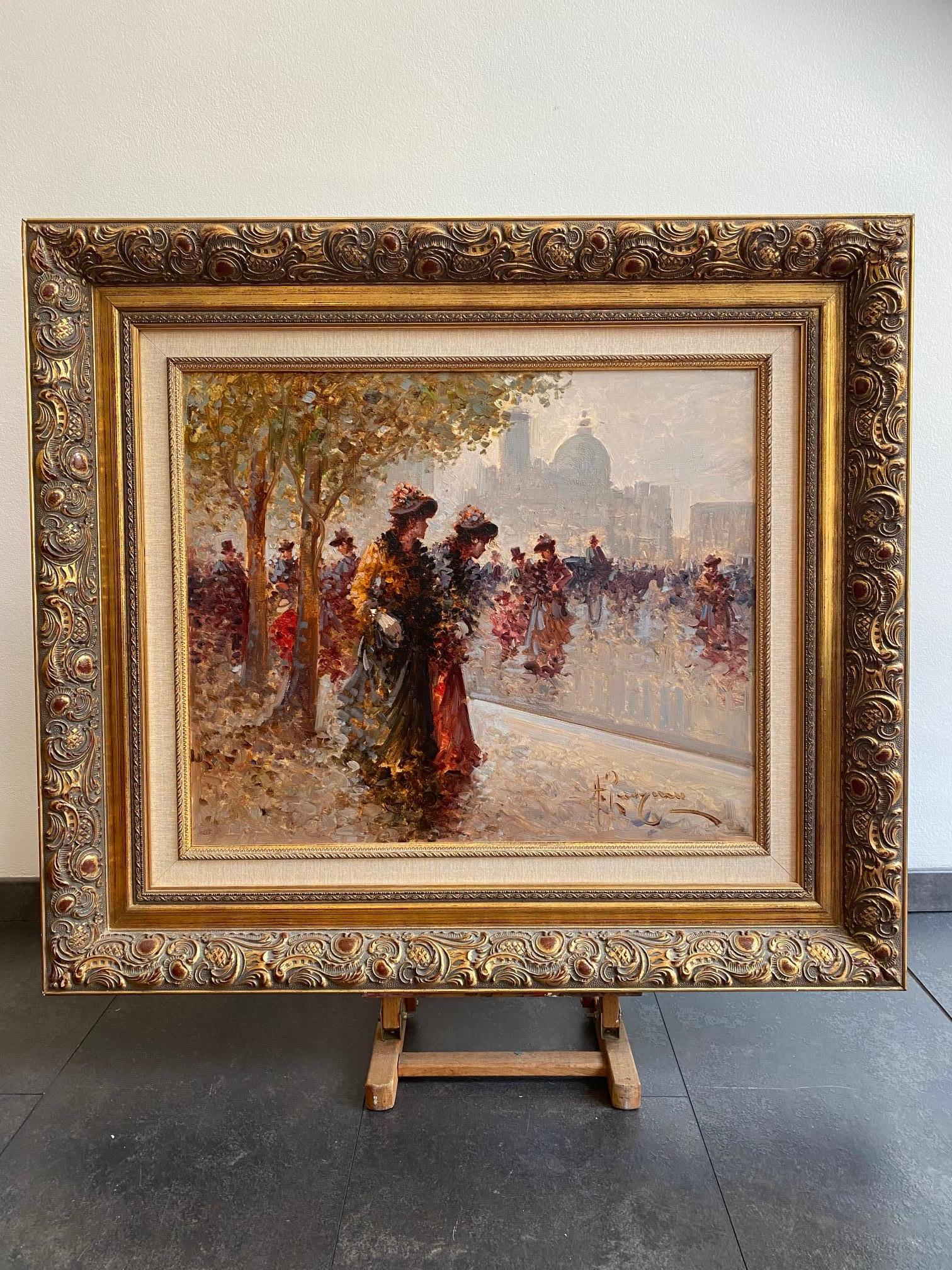 Scena impressionista di donne di Antonino Pecoraro - Olio su tela 50x60 cm 2