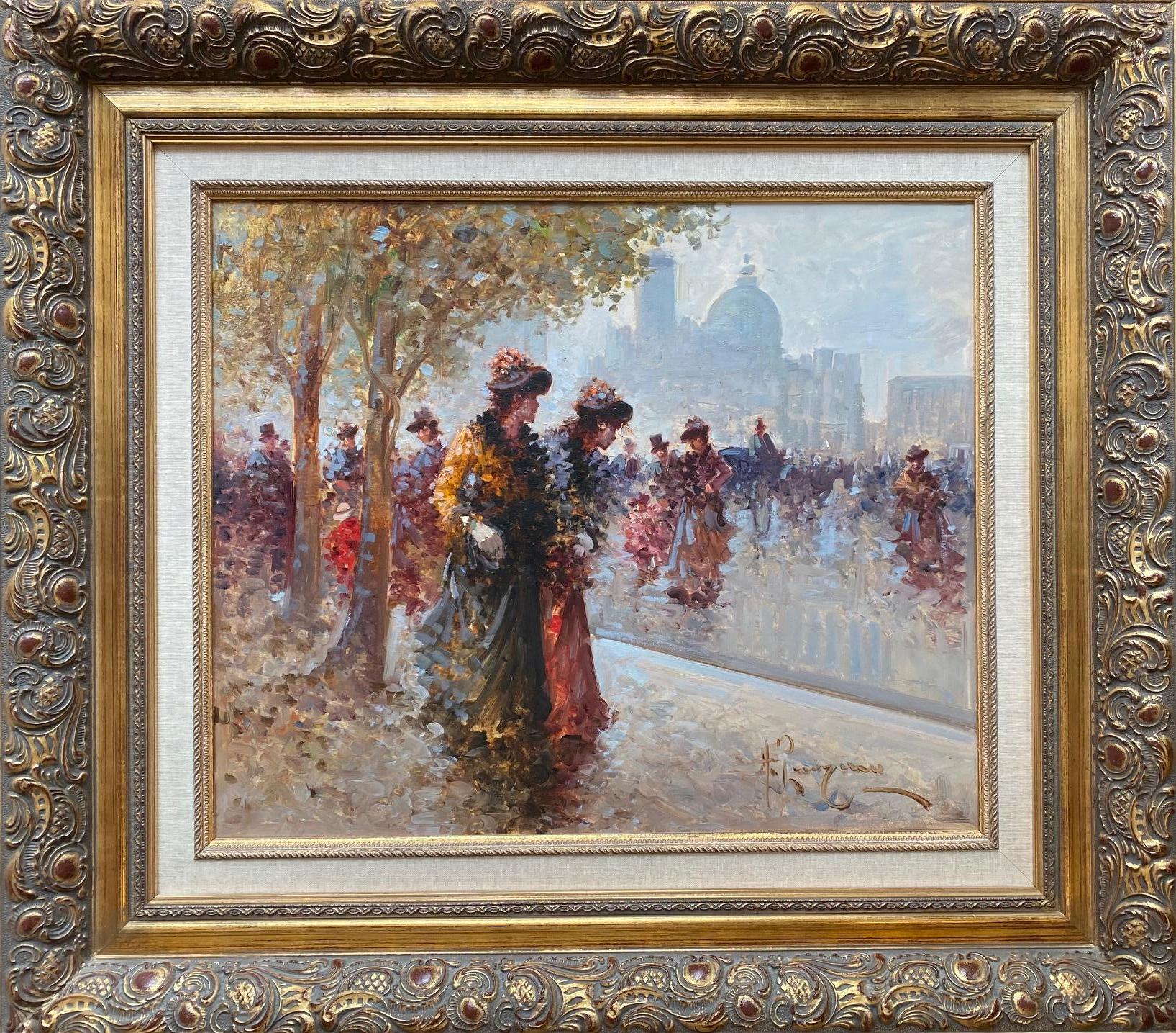 Scena impressionista di donne di Antonino Pecoraro - Olio su tela 50x60 cm 4