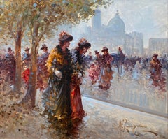 Scena impressionista di donne di Antonino Pecoraro - Olio su tela 50x60 cm