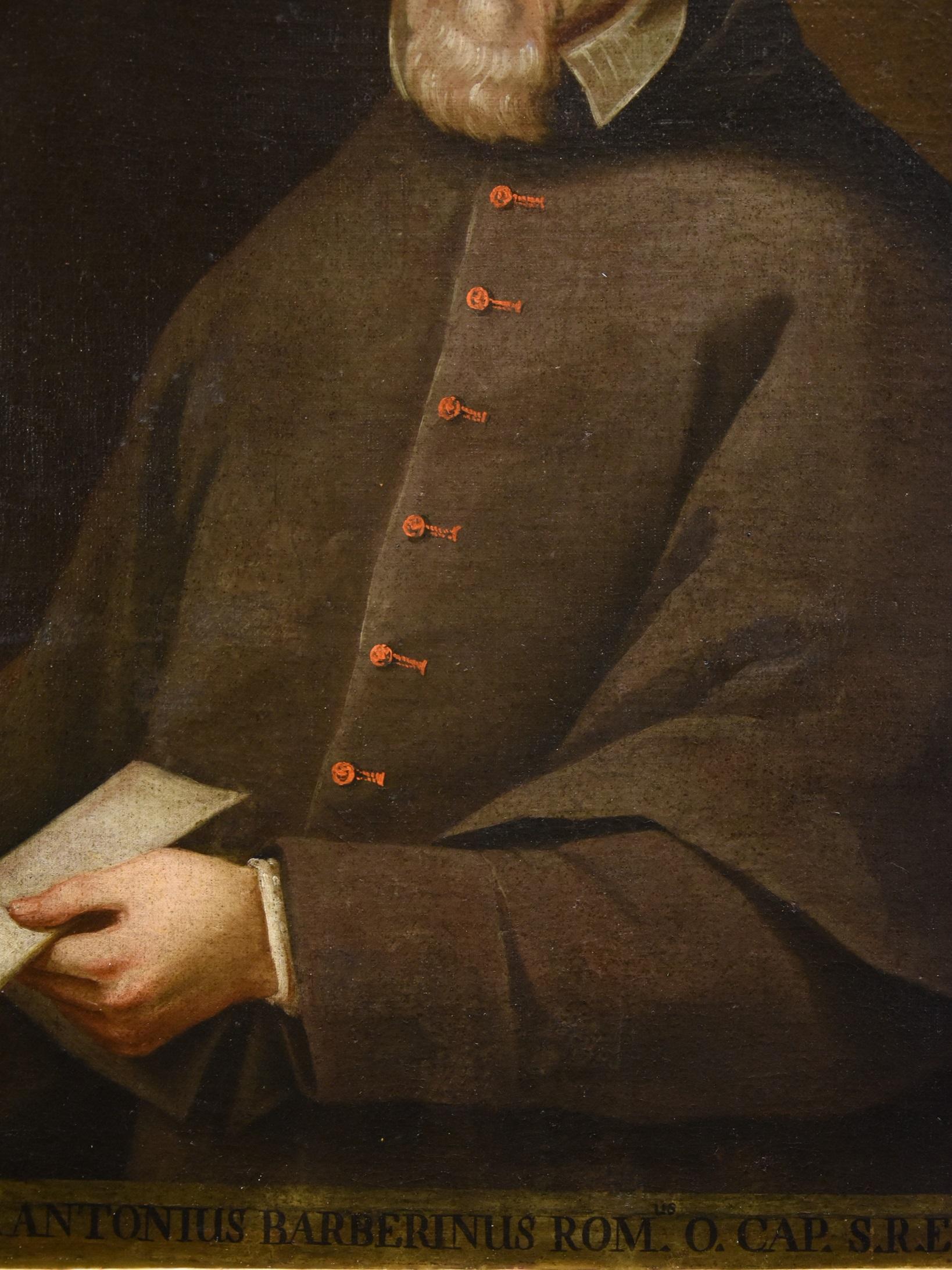 Portrait Cardinal Barberini Alberti Paint Oil on canvas 17th Century Old master For Sale 4