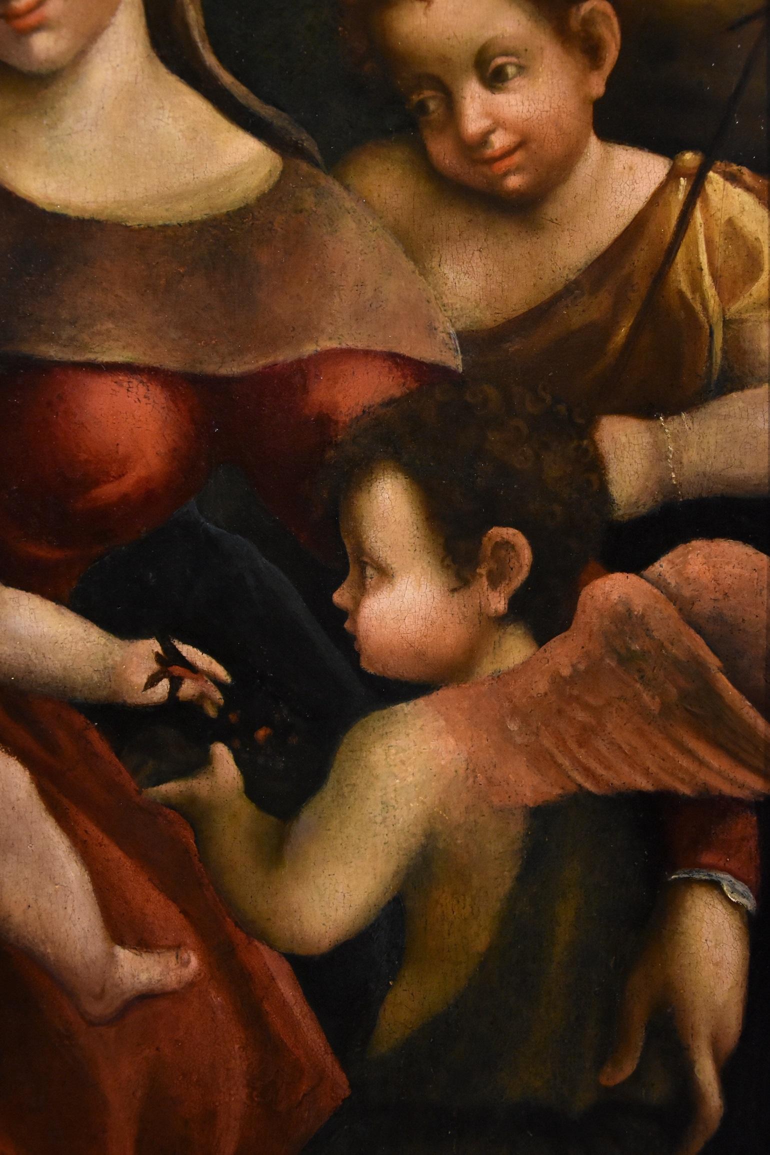 Madonna Correggio, Gemälde Öl auf Tisch, 16. Jahrhundert, Italienischer Altmeister, religiös  im Angebot 4