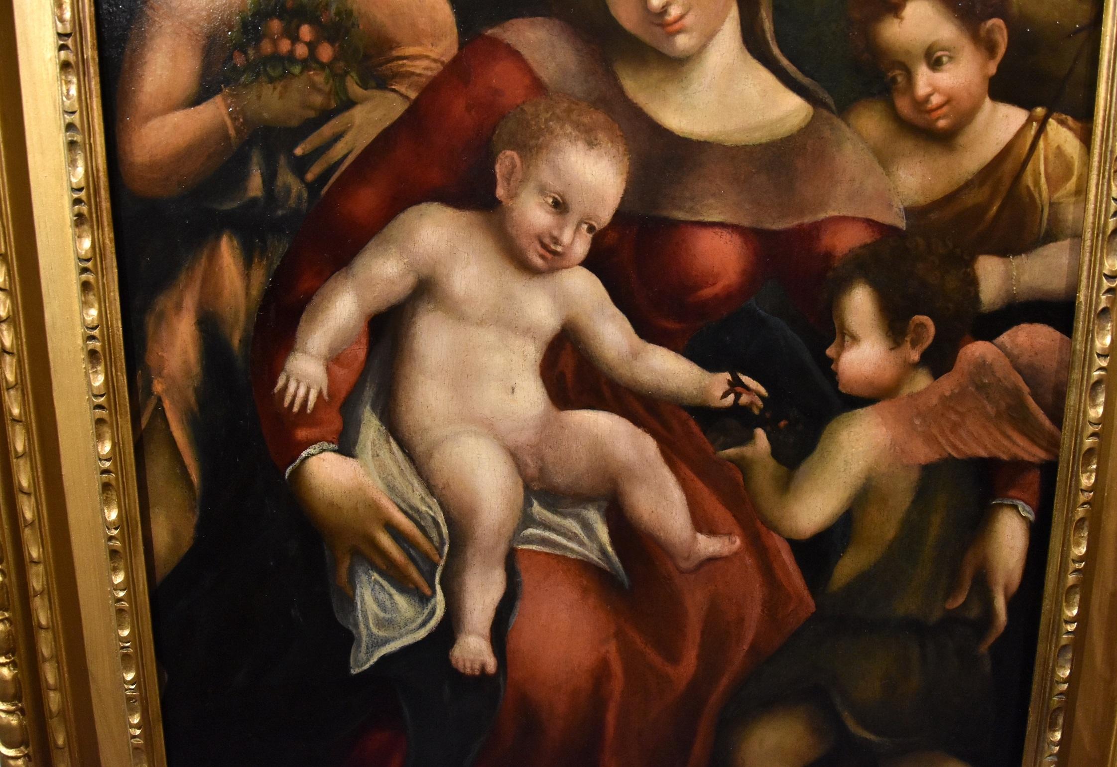 Madonna Correggio Paint Oil on table 16th Century Old master Italian Religious  For Sale 7