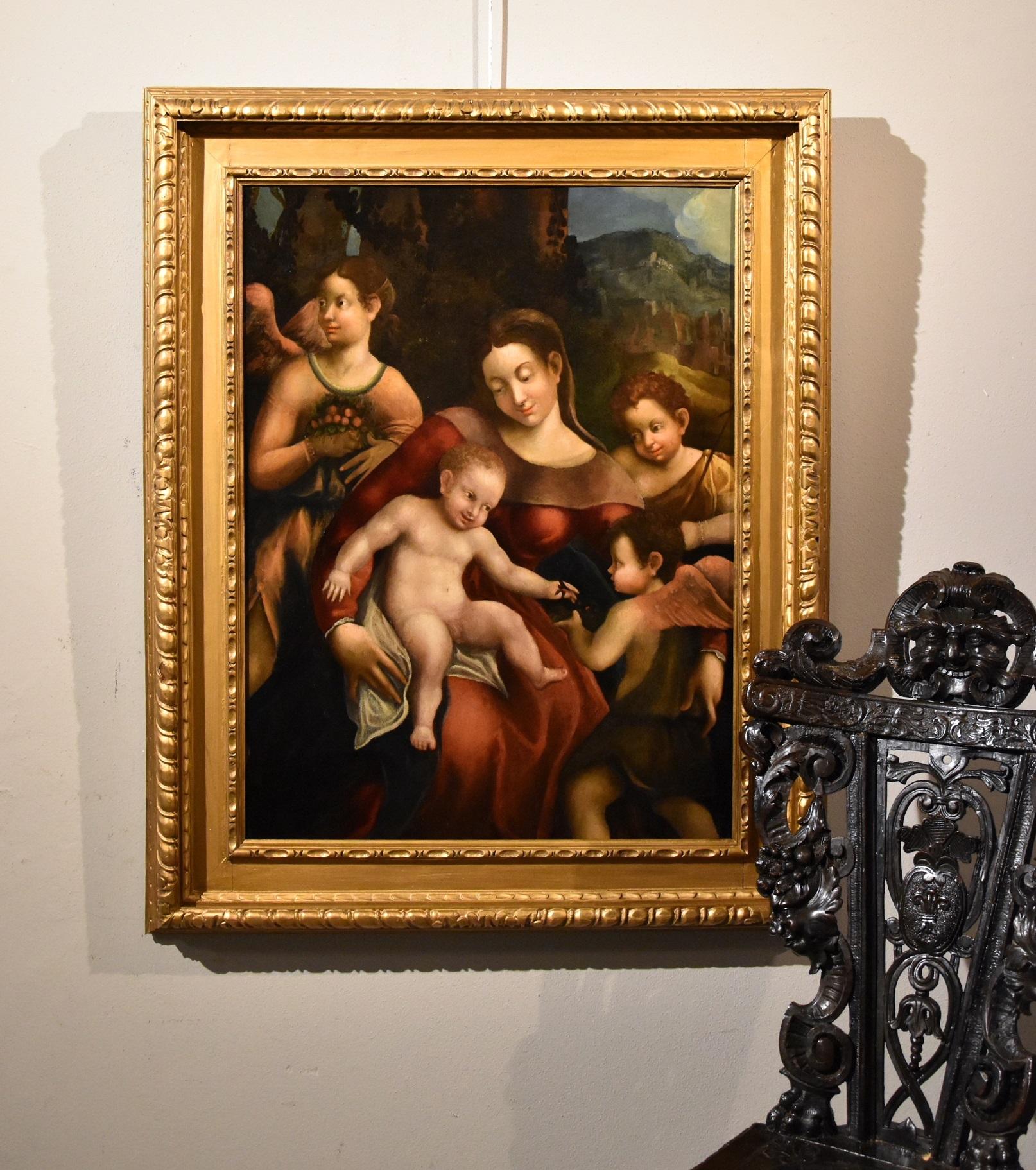 Madonna Correggio Paint Oil on table 16th Century Old master Italian Religious  For Sale 8