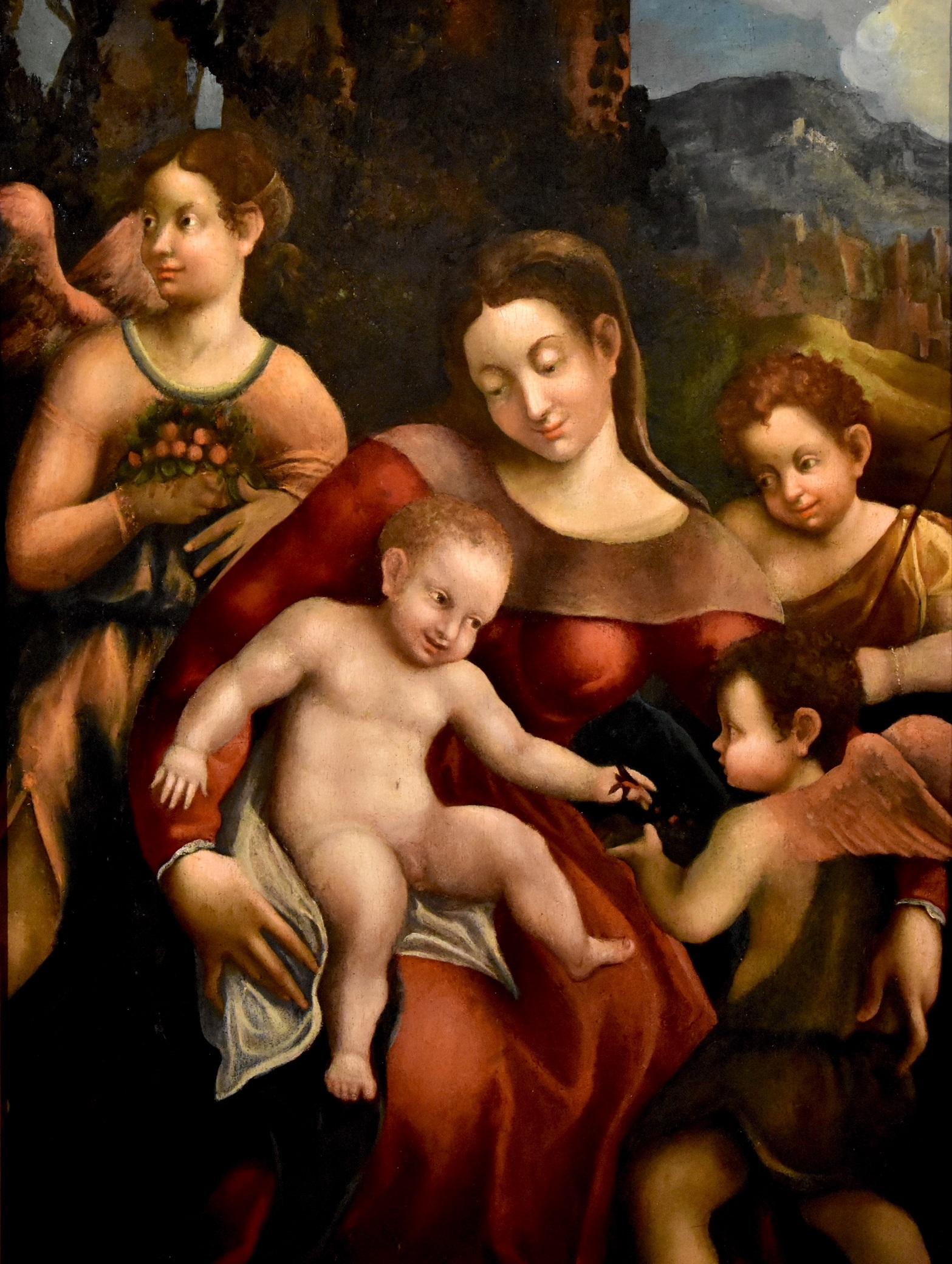 Madonna Correggio, Gemälde Öl auf Tisch, 16. Jahrhundert, Italienischer Altmeister, religiös  – Painting von Antonio Allegri, known as Correggio (Correggio c. 1489 - 1534)