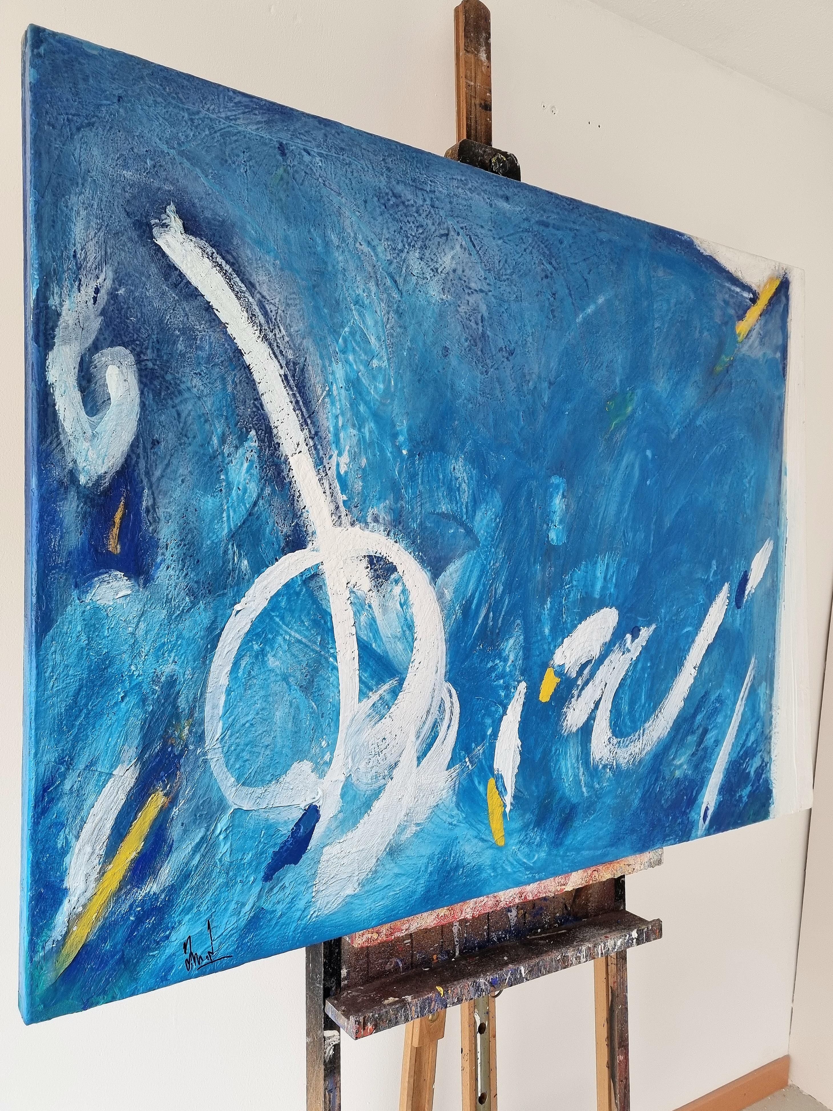 Antoni Amat  tecnica mista astratta originale - Abstract Painting Blu di Antonio Amat