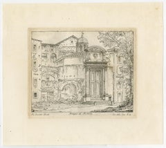 Antique Romulus temple - Forum Romanum-Rome by Antonio Aquaroni - Etching - 19th Century