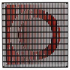 ANTONIO ASIS 2010 "Vibration Cercles Noir Orange Et Rouge" Op-Art Wall Sculpture