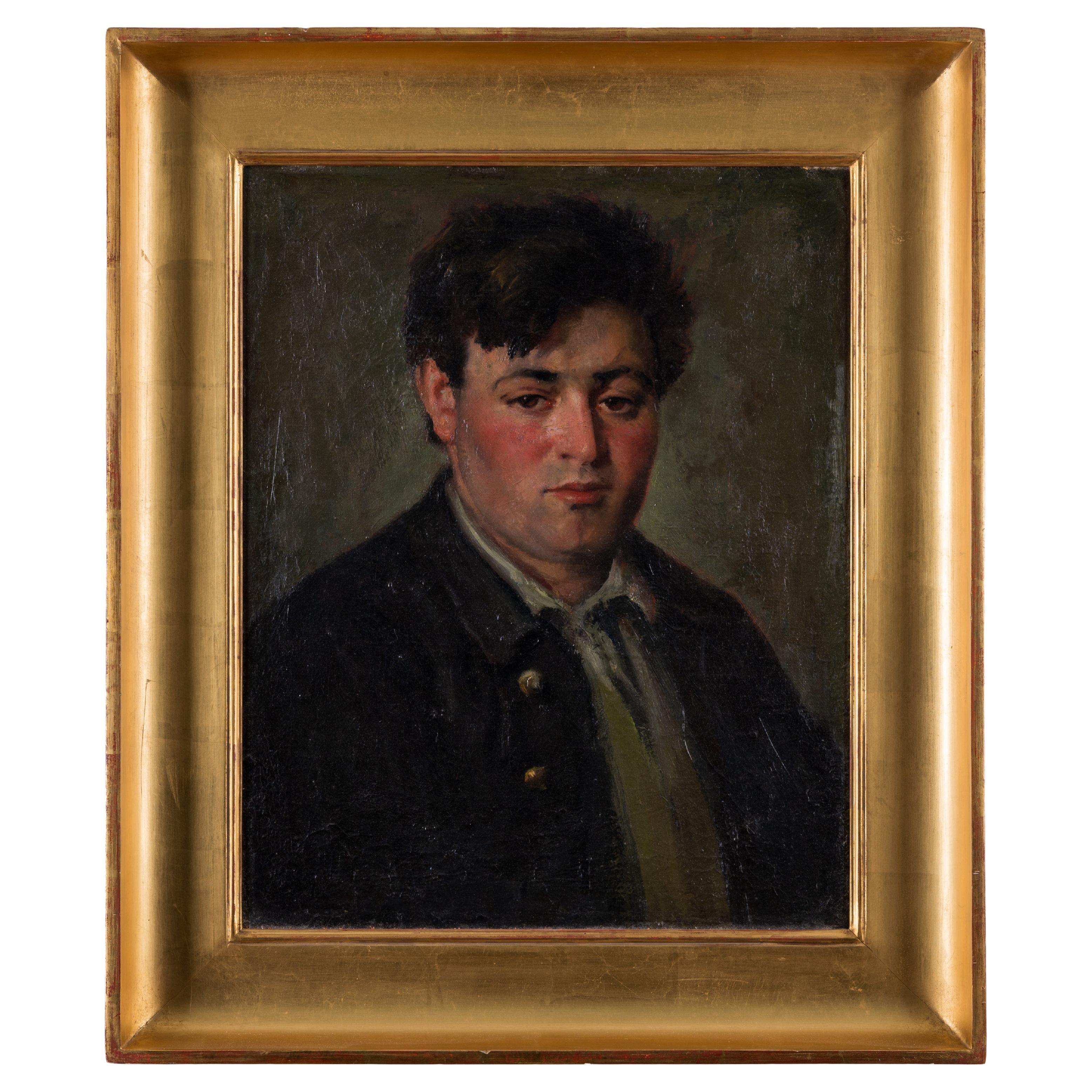 Antonio Barone Gentleman, Porträtgemälde im Angebot
