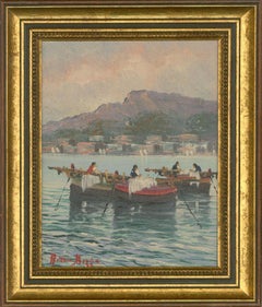 Antonio Bazza - Signed Mid 20th Century Oil, Fisherman Out at Dawn
