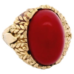 Anello Antonio Belgiorno in oro giallo 18k con corallo rosso