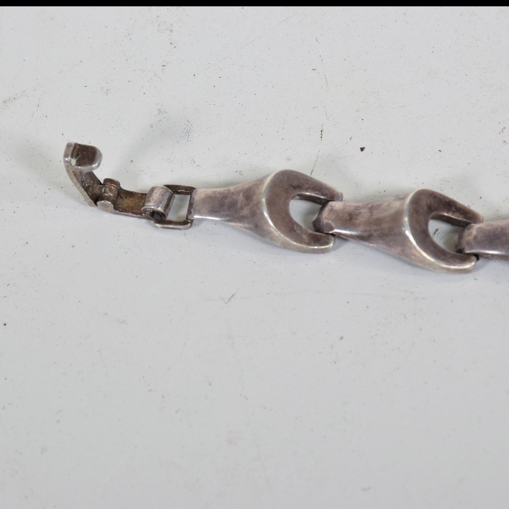 Argentine Antonio Belgiorno Modernist Geometric Silver Chain Link Bracelet Argentina 1950s