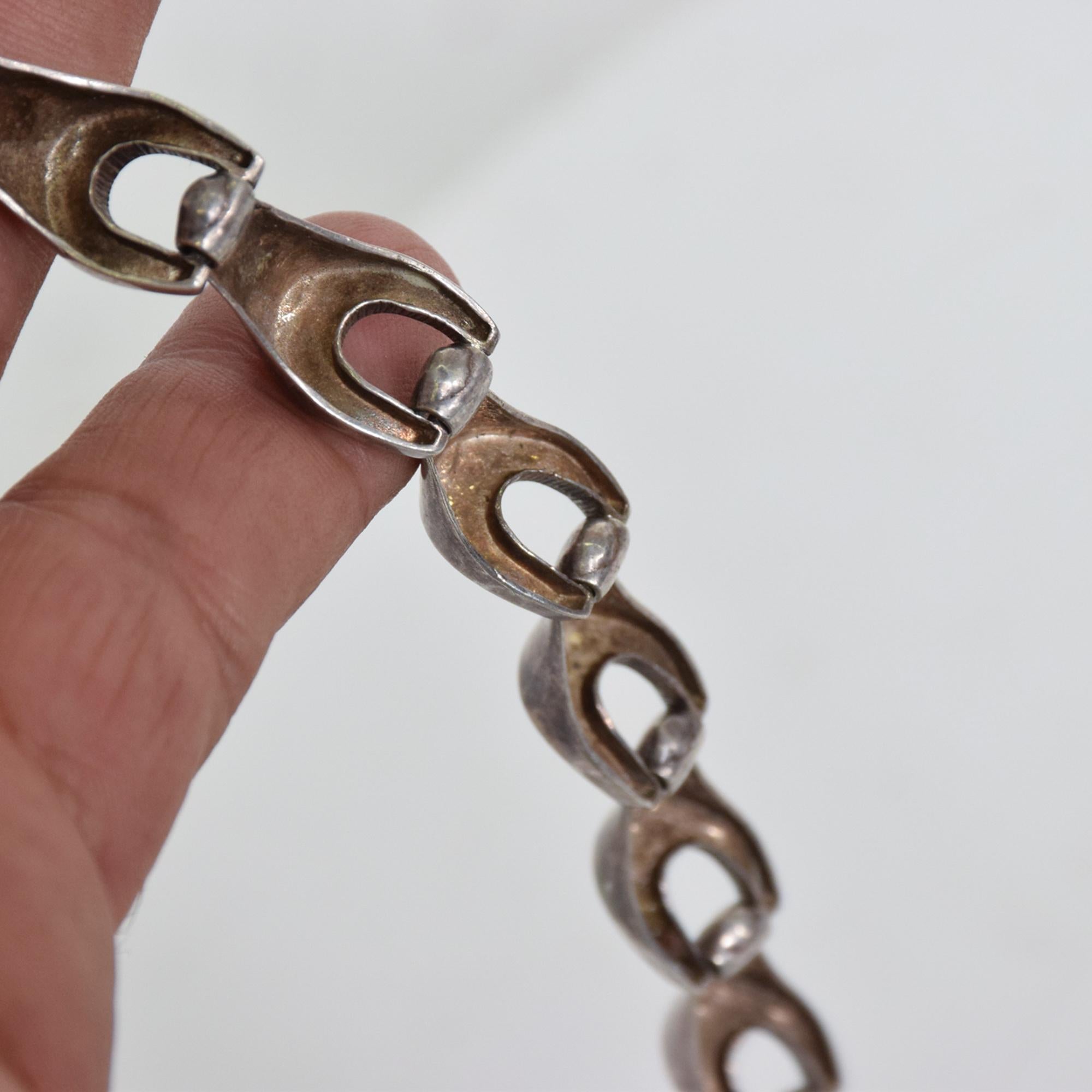 Antonio Belgiorno Modernist Geometric Silver Chain Link Bracelet Argentina 1950s 1