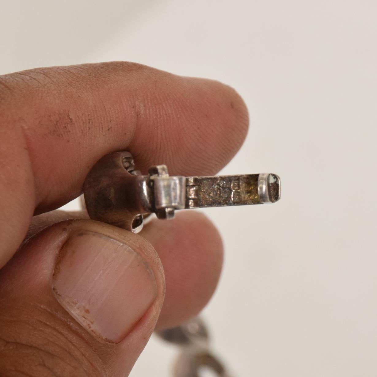 Patinated Antonio Belgiorno Silver Bracelet Argentina Modernist Clapper