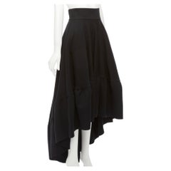 ANTONIO BERARDI black cotton blend high low dramatic ruffle skirt IT40 S