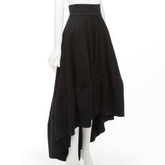 ANTONIO BERARDI black cotton blend high low dramatic ruffle skirt IT40 S