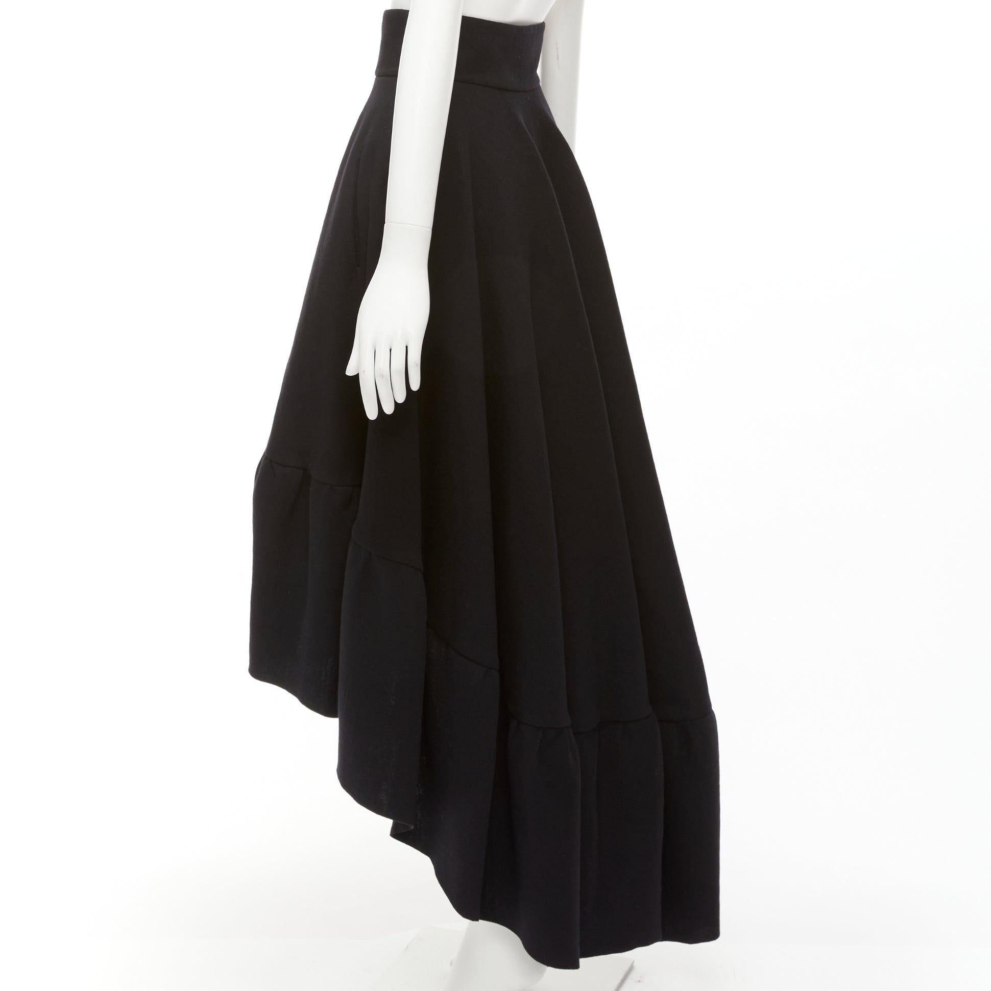 Black ANTONIO BERARDI black cotton blend high low dramatic ruffle skirt IT40 S For Sale