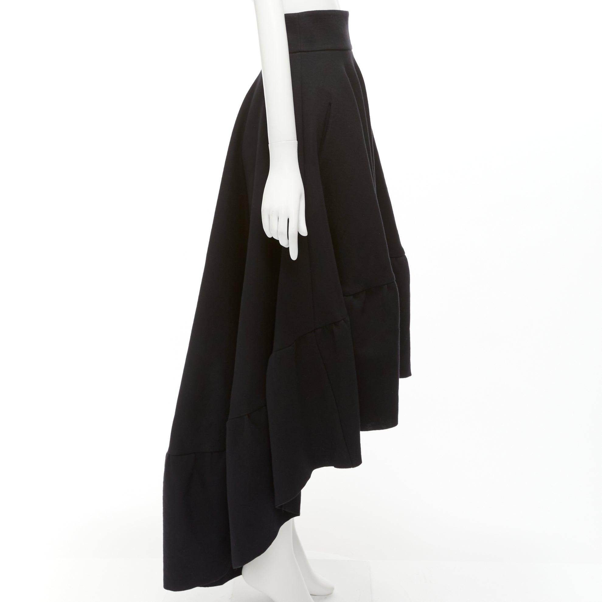Women's ANTONIO BERARDI black cotton blend high low dramatic ruffle skirt IT40 S For Sale
