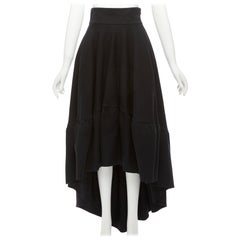 ANTONIO BERARDI black cotton blend high low dramatic ruffle skirt IT40 S
