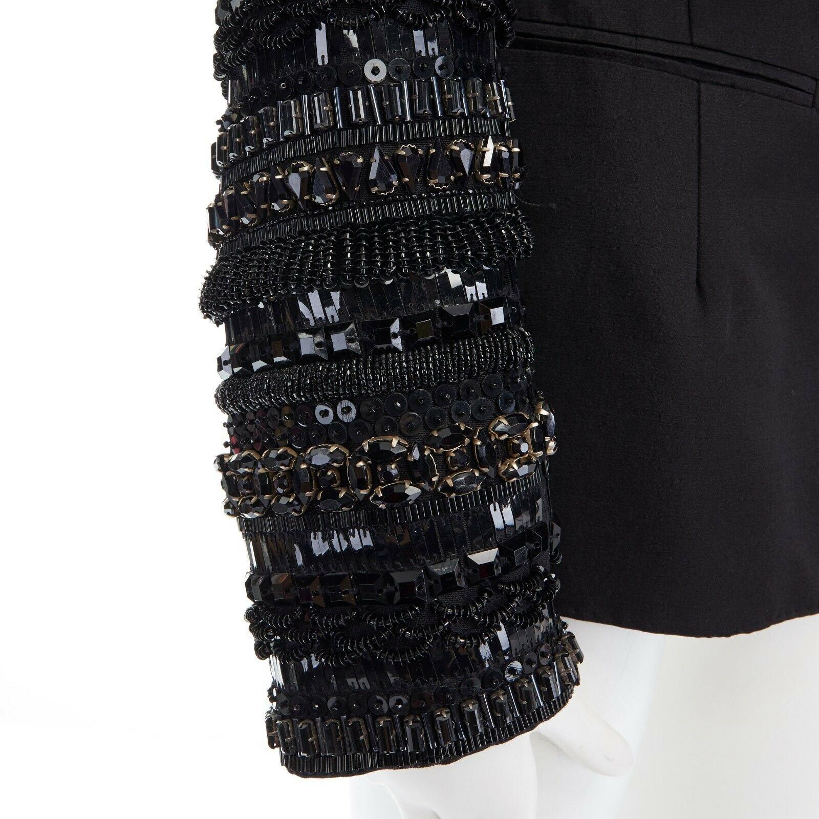ANTONIO BERARDI black crystal jewel bead encrusted sleeves blazer jacket IT40 S 3