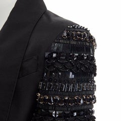 ANTONIO BERARDI Schwarze Blazerjacke mit Perlenbesatz und Ärmeln aus Kristallschmuck IT40 S