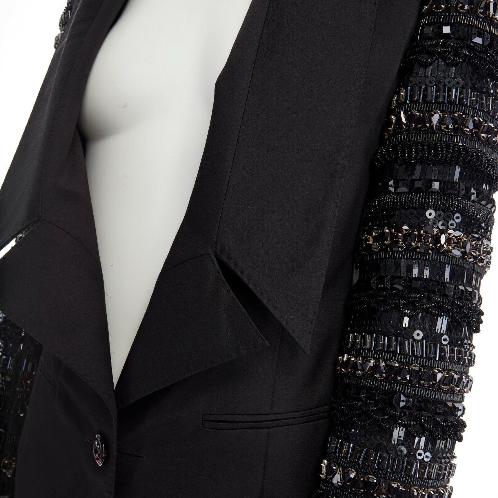 ANTONIO BERARDI black crystal jewel bead encrusted sleeves blazer jacket IT40 S 2
