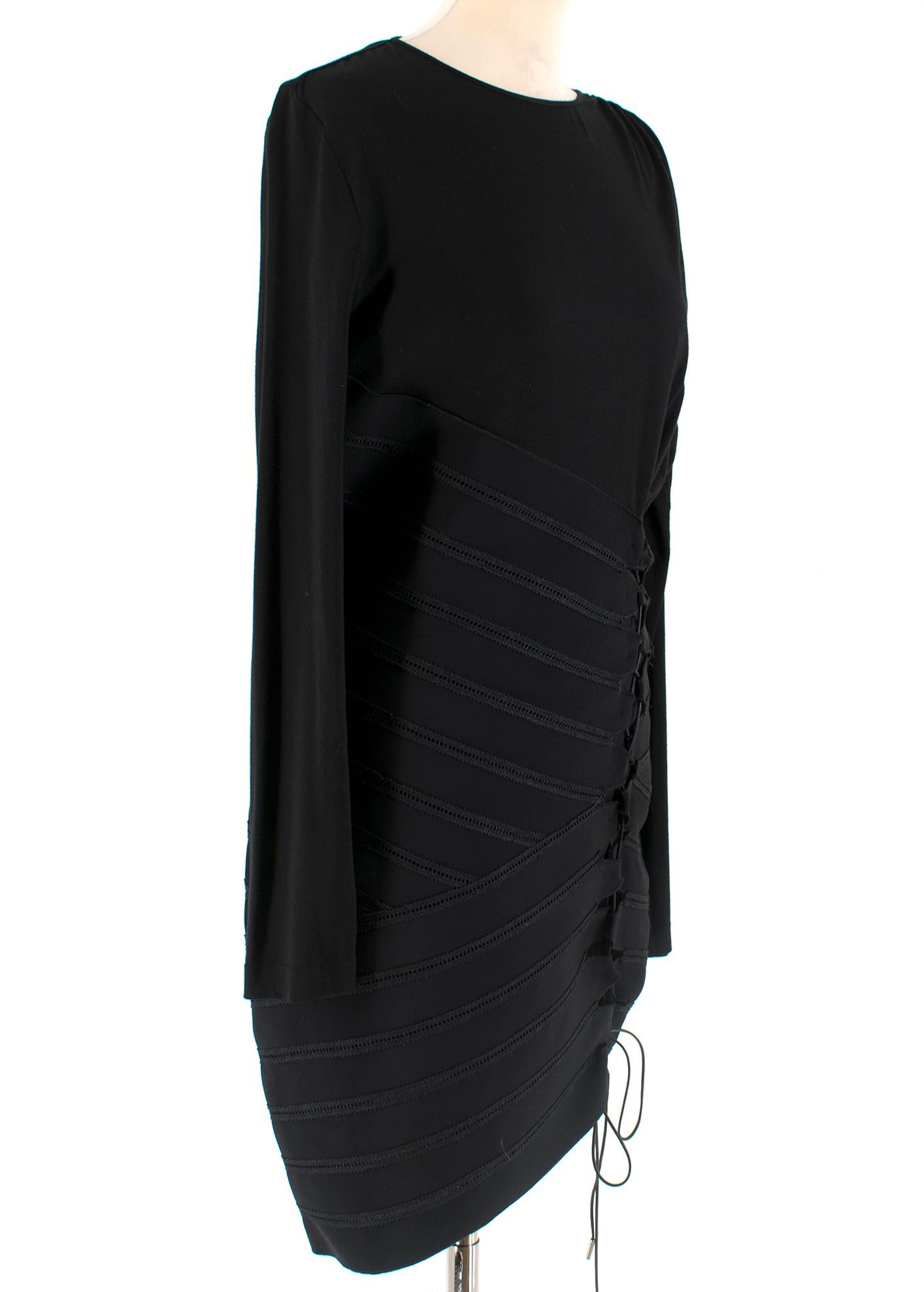 Antonio Berardi Black Draped Lace-Up Asymmetric Dress Size US 8 In Excellent Condition For Sale In London, GB