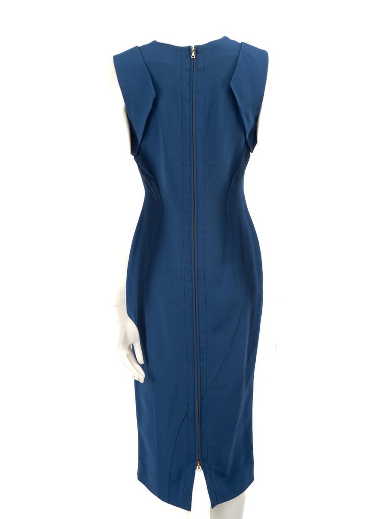 Antonio Berardi Blue Cut-Out Detail Midi Dress Size L at 1stDibs