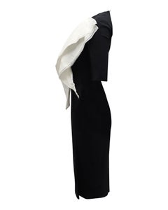 Vestido tubo con volantes en contraste de Antonio Berardi, en acetato negro