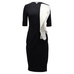 Vestido tubo con volantes en contraste de Antonio Berardi, en acetato negro