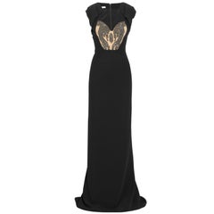 ANTONIO BERARDI Crystal-embellished black crepe gown 