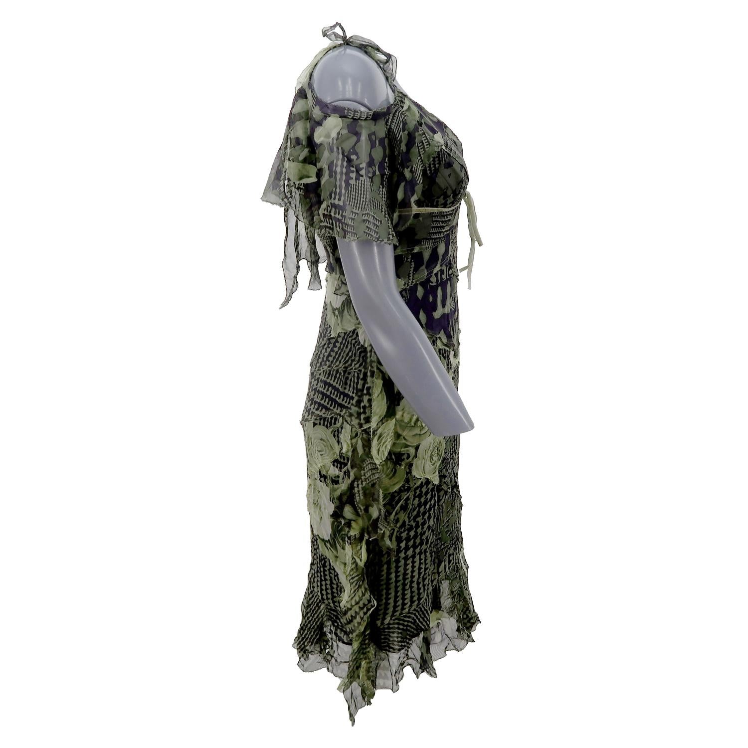 Black Antonio Berardi FW-2004 Silk Sleeveless Print Dress For Sale