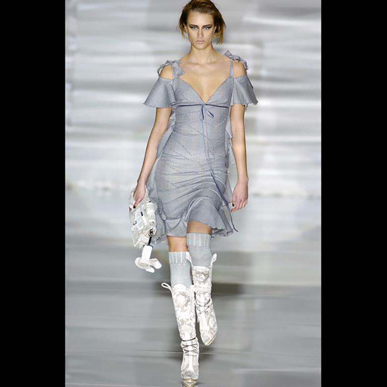 Antonio Berardi - Vestito senza maniche in seta con stampa FW-2004 in vendita 4