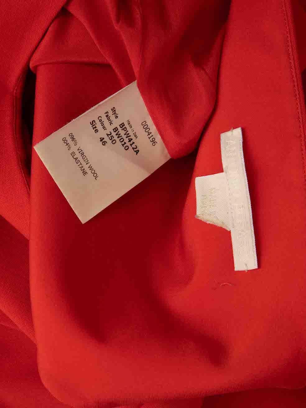Antonio Berardi Red Side Zipper Detail Dress Size XL For Sale 1
