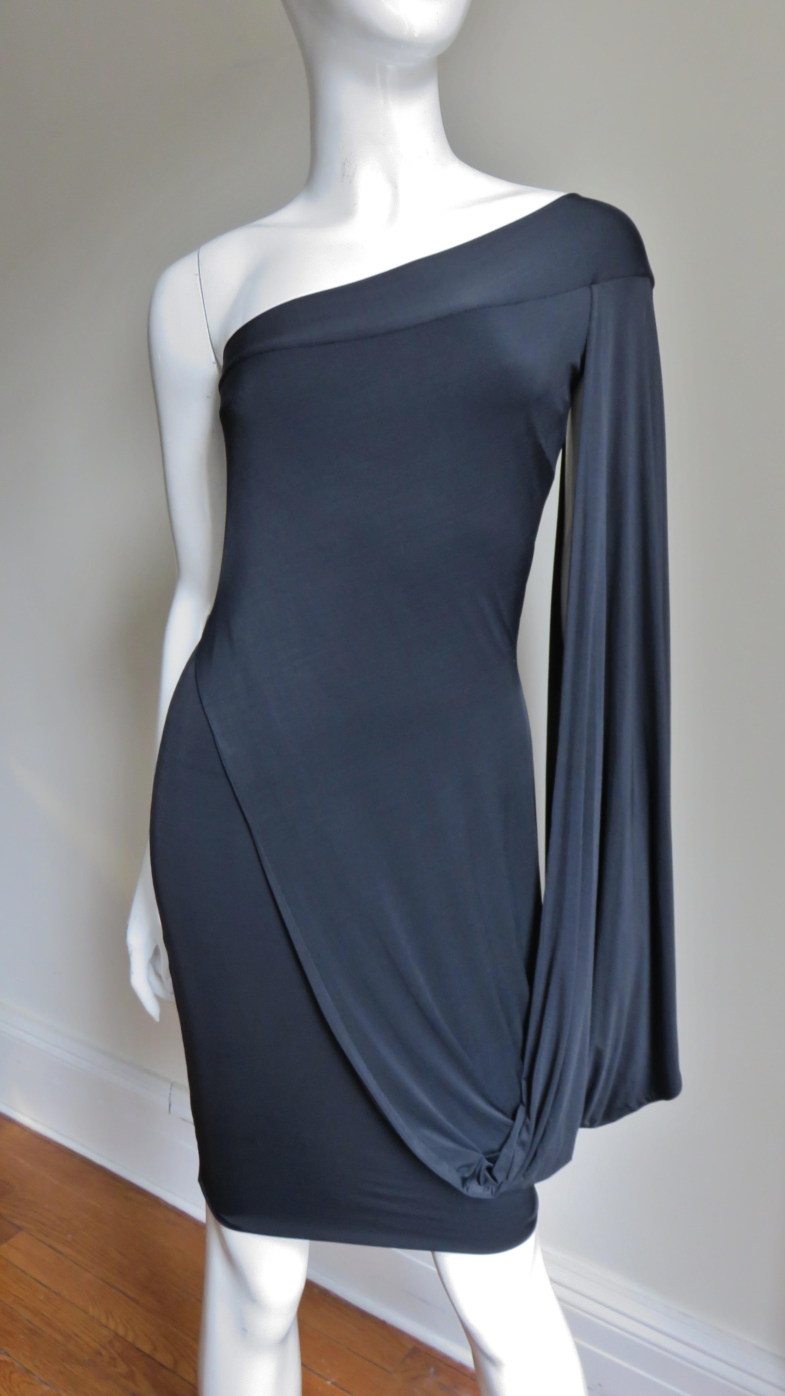 Antonio Berardi Silk One Sleeve Dress In Good Condition In Water Mill, NY