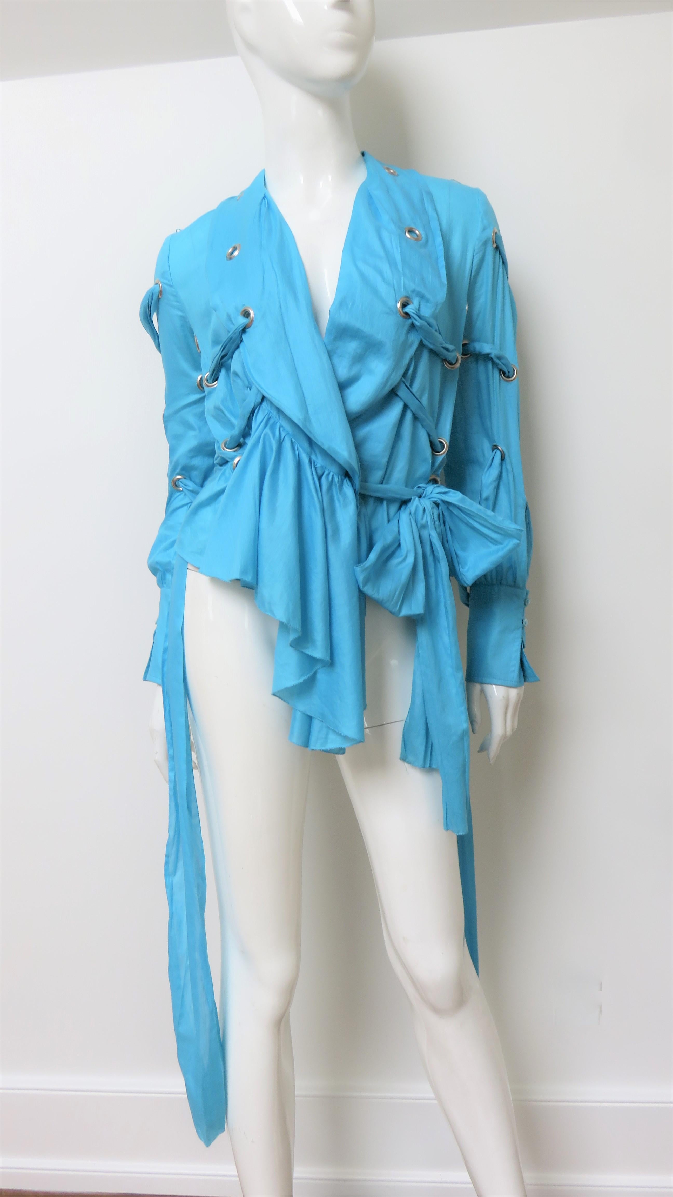 Antonio Berardi Straps and Grommets Draped Shirt For Sale 4