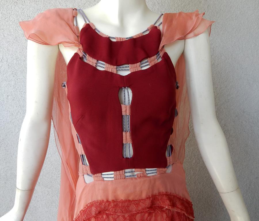 Antonio Berardi Impresionante Vestido Voluminoso Boho Chic de Pasarela Rosa en venta