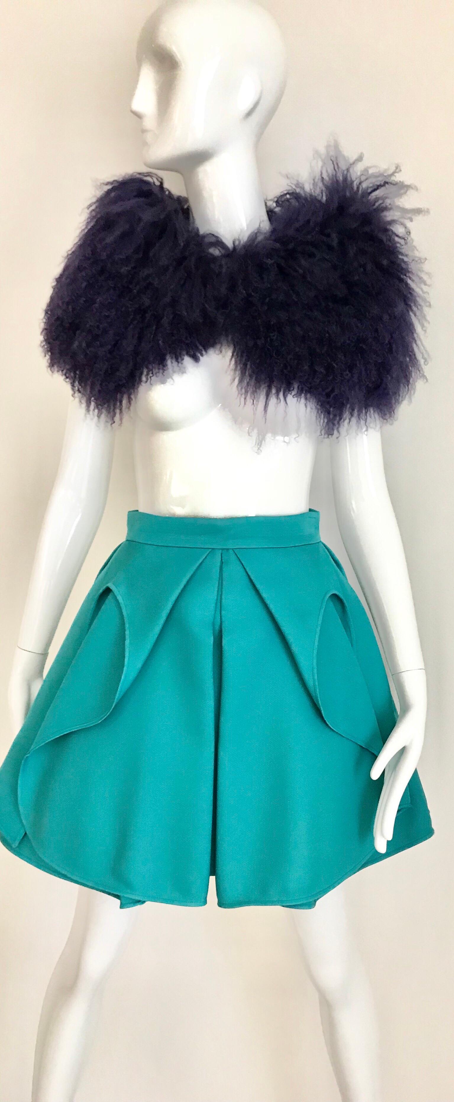 Blue Antonio Berardi Teal Mini Pleat Skirt