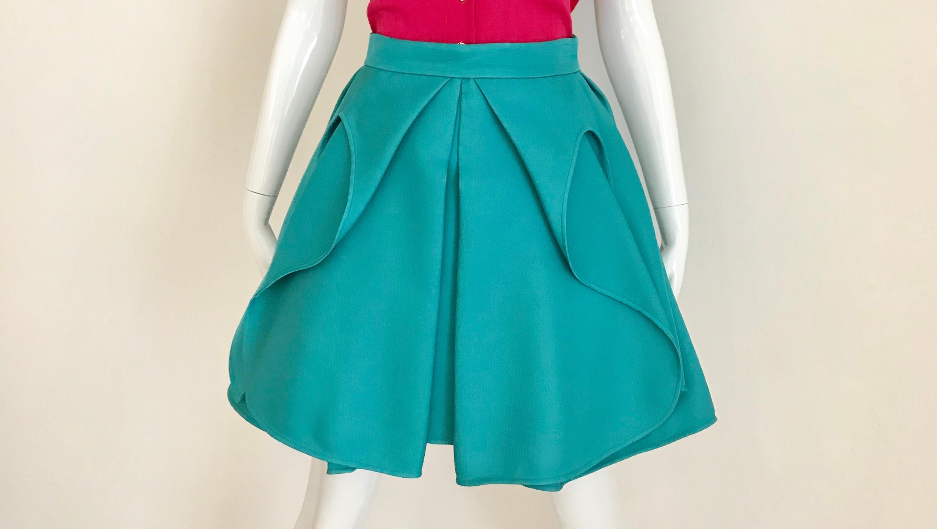 Antonio Berardi Teal Mini Pleat Skirt 2