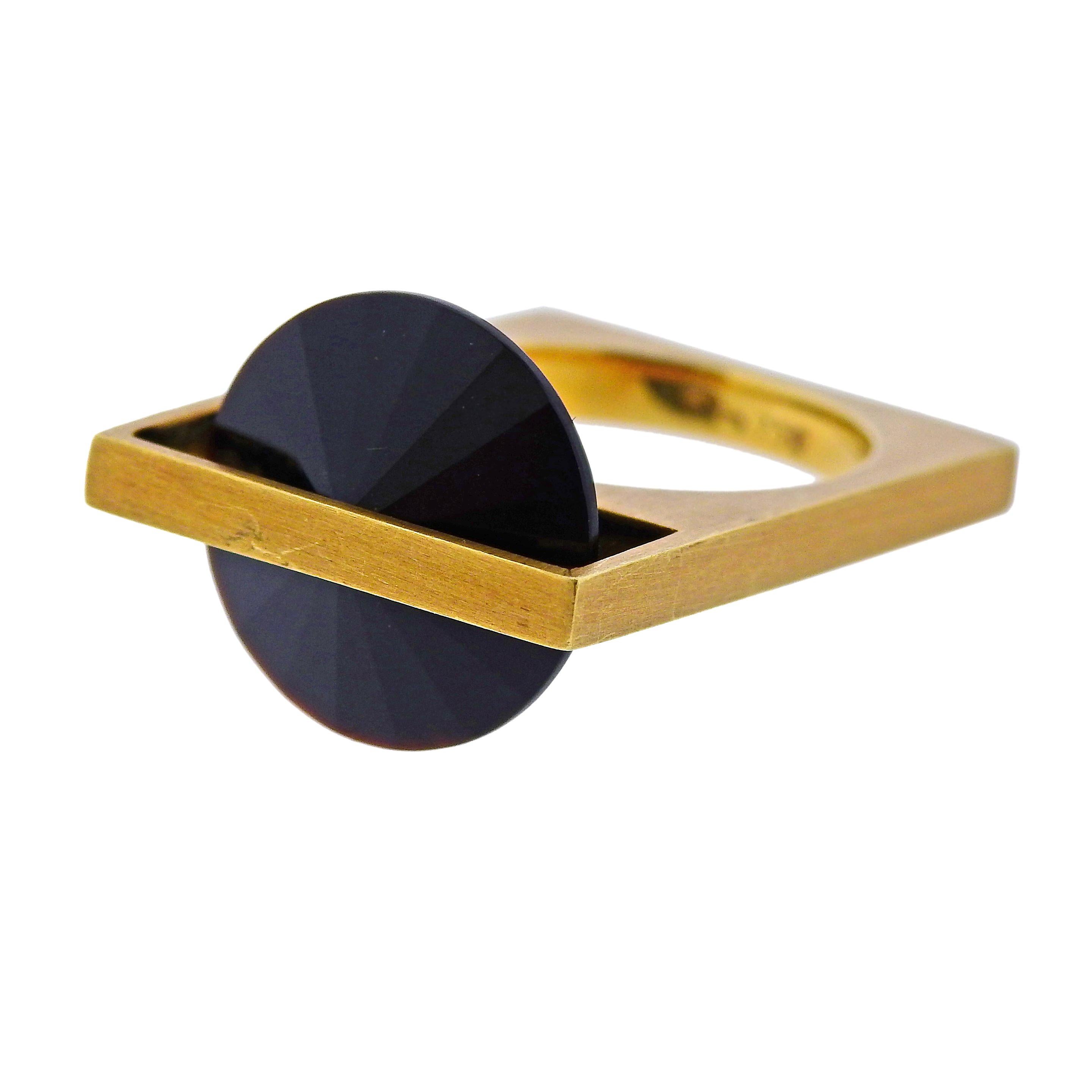 Antonio Bernardo Gemstone Gold Square Geometric Ring