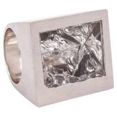 ANTONIO BERNARDO Geometric Cocktail Ring In 18Kt White Gold & Fancy Rock Crystal