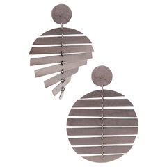 Antonio Bernardo Geometric Op Art Kinetic Dangle Earrings in 18Kt White Gold