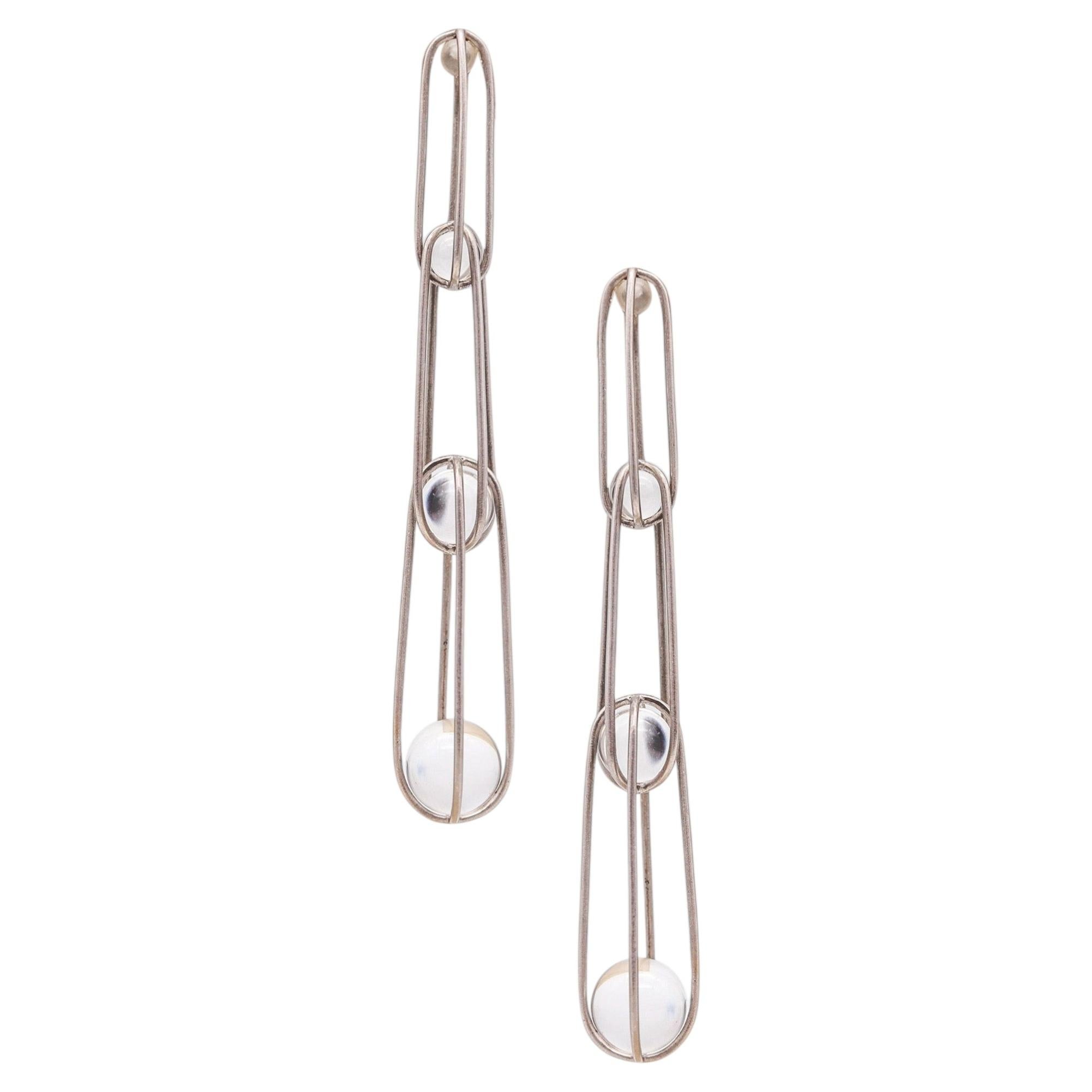 ANTONIO BERNARDO Kinetic Dangle Earrings In 18Kt White Gold With Quartzes