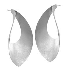 Antonio Bernardo Large Satin Silver Petal Earrings