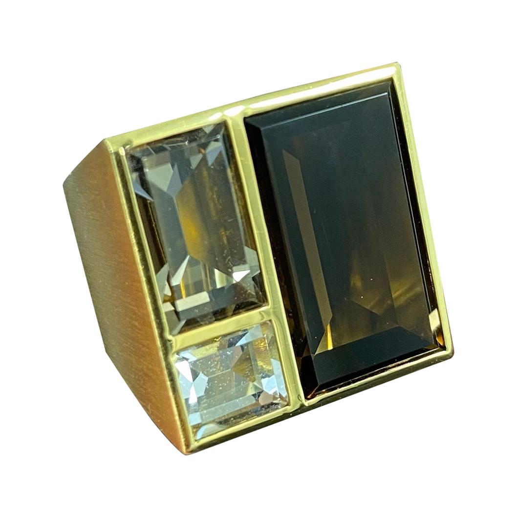 Antonio Bernardo Rock Crystal Citrine Smoky Quartz Rose Gold Cocktail Ring  For Sale at 1stDibs