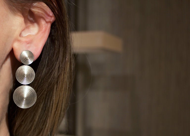 Antonio Bernardo Triple Disc Drop Silver Earrings For At 1stdibs Triple Disc Drop Earrings Handcrafted By Renowned Brazilian Jewelry Artist Antonio Bernardo In Matte Finished